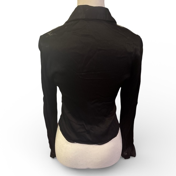 DISSH Simone Black Satin Gathered Button Front Top Sz 4 Date Night - Picture 2 of 5